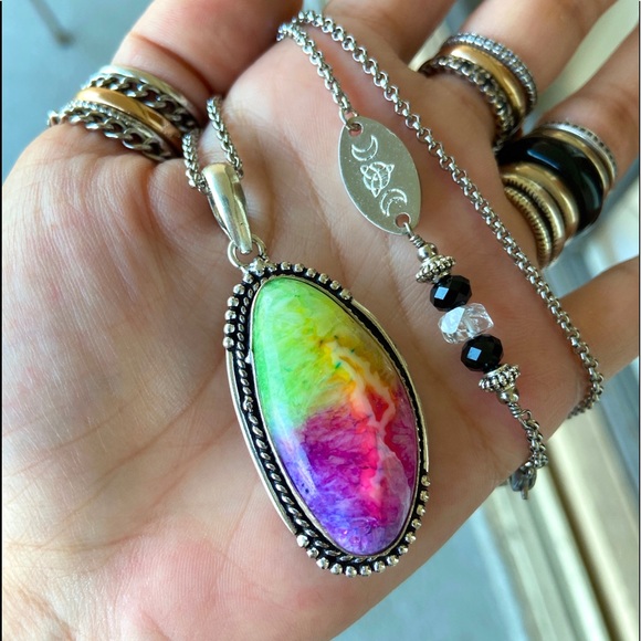 SOLD IN A BUNDLE . Sterling silver rainbow solar - Picture 5 of 8